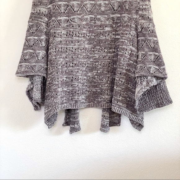 Anthropologie Moth Lavena Pointelle Draped Open Front Cardigan Sweater Vest Grey - Picture 8 of 16